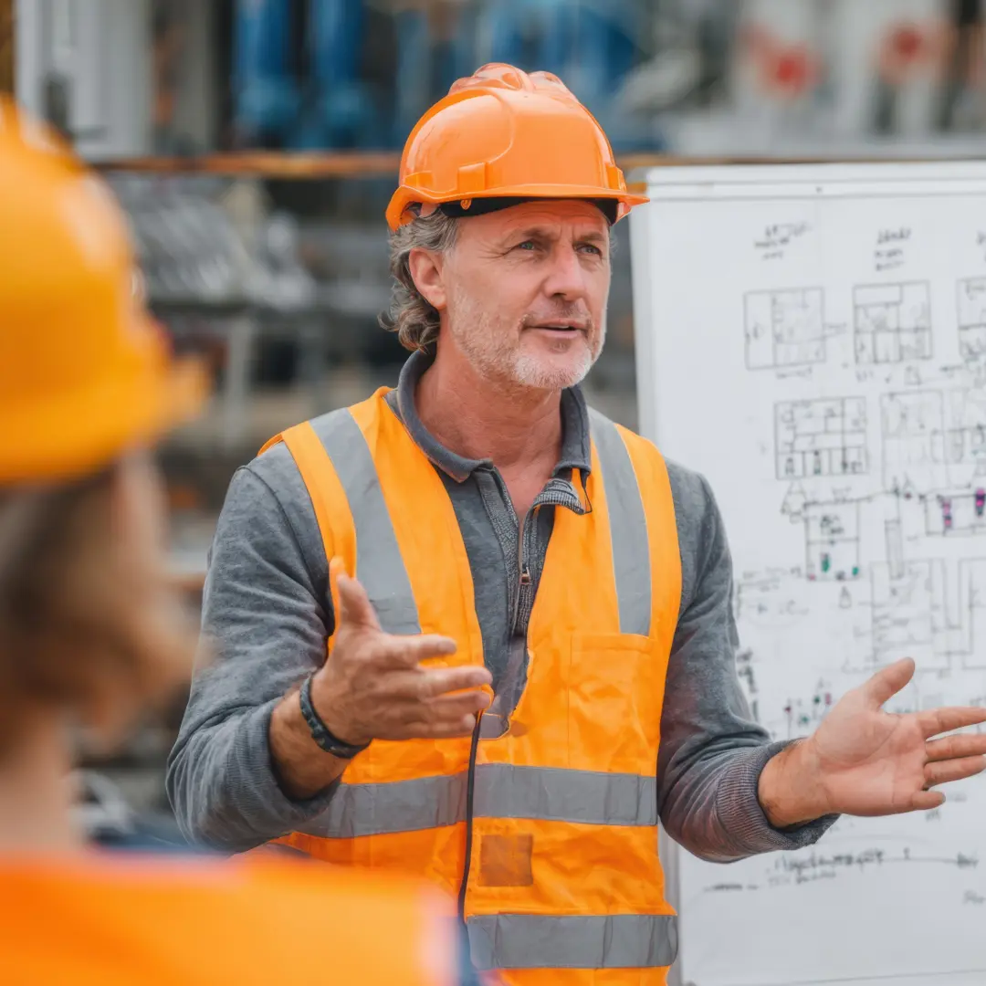Equipo de construcción optimizando flujos de trabajo con herramientas digitales