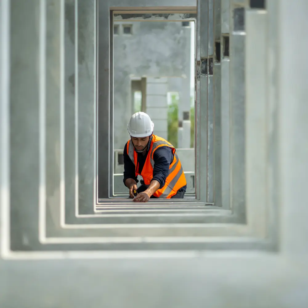 Ingeniero utilizando software para controlar los avances de obra en tiempo real
